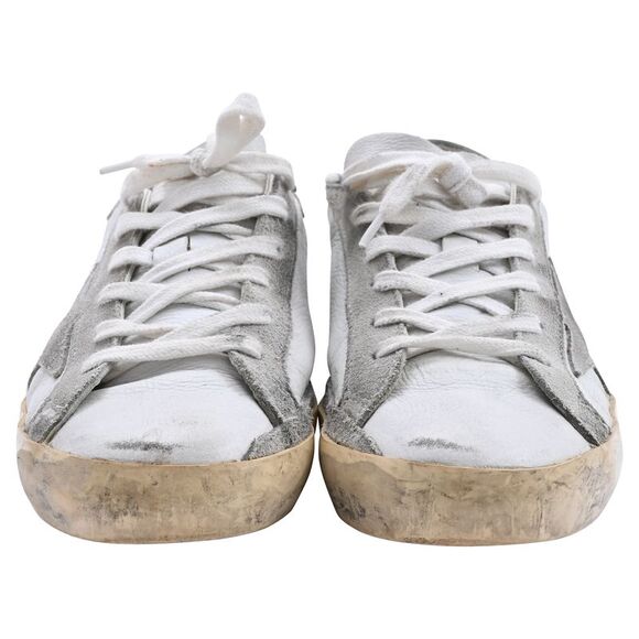 Golden Goose Super-Star with Gray Suede Star and Heel Tab Sneakers in White - Picture 2 of 11